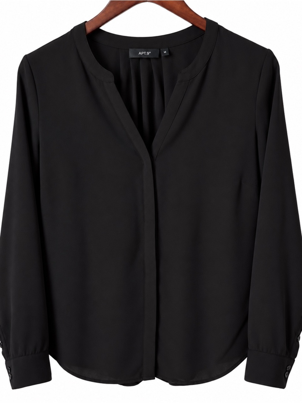 Apt. 9 Black Button-Front Long-Sleeve Blouse